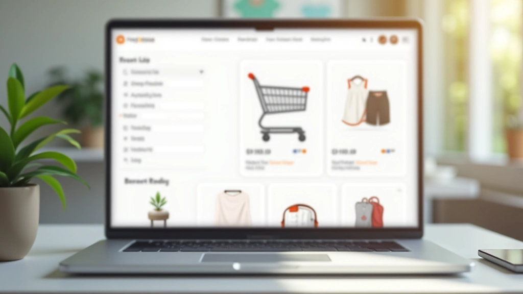 Modern e-commerce website interface showing product grid with shopping cart